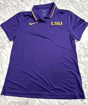 Nike LSU Tigers Dri-FIT Polo Shirt DZ8424-547 Women's Medium Purple & Gold NEW